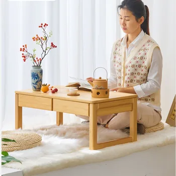 Japonijos Tatamio Kavos Staliukas Bambuko Medžiagos Kambario Stalai Dvigubai Brėžinys, Dizainas, Saldus Stalas Storio Ir Stabilus Baldų Kambarį