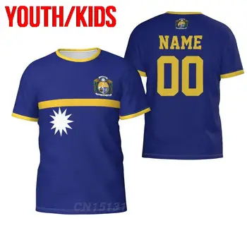 Jaunimo Vaikams Užsakymą Pavadinimas Numeris Nauru Šalies Vėliava, 3D, T-marškinėliai, Drabužiai, marškinėliai Berniukui, Mergina Tees Viršūnes Gimtadienio Dovana US Dydis