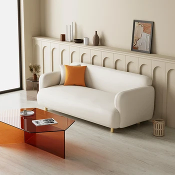 Karšto pardavimo Nordic mediniai sofos technologijos audinys atsparus vandeniui mažas butas lengva rūpintis sofa ėriukų vilna prabanga