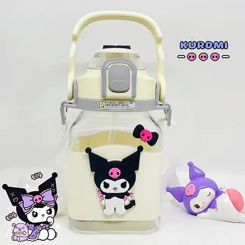 Kawaii Sanrio Hello Kitty Kuromi Vandens Butelis Anime Melodija Cinnamoroll Didelės Talpos Šiaudus Vandeniu, Taurė Cartoon Kavos Puodelis Pieno