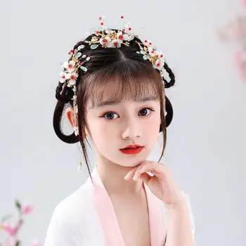 Kinijos Galvos Papuošalų Rinkinys Derliaus Hanfu Plaukų Aksesuaras Moterų, Mergaičių Šukuosena Gėlių Kietas