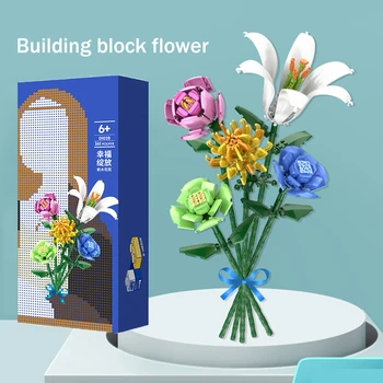 Kūrybos Asamblėjos Žaislas Vaikams, Gėlių Mini Vazoninių Augalų Puokštė Namų Puošybai 3D Modelį 
