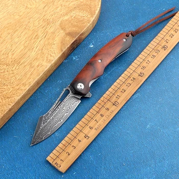 Lauko nešiojamų Damaske VG10 medinė rankena rutulinis guolis medžioklės lauko kempingas savigynos išgyvenimo EDC įrankis aštrių vaisių fol