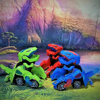 LED Dinozaurų Transformacijos Automobilių Žaislas Keičia Dinozaurai Automobilių Žaislai 2 in 1 Transformatorius Dinozaurų Žaislas su Muzika, Šviesos Dovana Vaikas