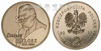 Lenkų Poetas ir Rašytojas Mivosh Gimimo Data 2011 m. 2 Zlotti Apyvartą Progines Coin100% Originalus
