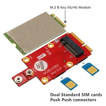 M. 2 Raktas B Mini PCI-e Adapterį su 2 NANO SIM Kortelių Lizdai NGFF M2 Mini PCI Express PCIe 3G 4G 5G Modulis