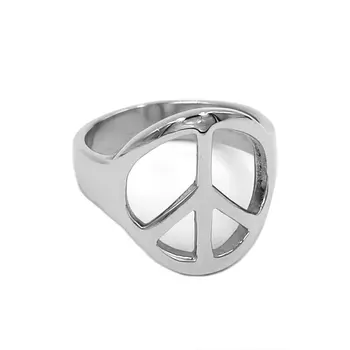 Mados Taikos Žiedas iš Nerūdijančio Plieno Papuošalai Klasikinis Sidabro Spalvų Pasaulio Taikos Ženklas Dviratininkas Vyrai Moterys Žiedai Didmeninė SWR0918A