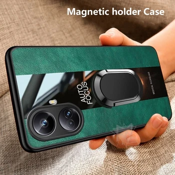 Magnetinis Žiedas Telefoną Atveju Realme 10 Pro Plus Prabanga PU Odos Padengti Realmi 10 10Pro 5G Rubisafe Silikonas atsparus smūgiams Bamperis