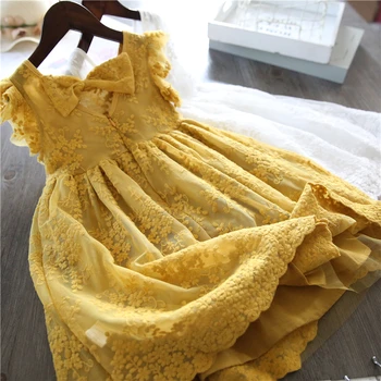 Mergaičių Princesė Dress Vaikų Lukšto Siūlų Suknelė Akių Siuvinėjimo Gėlių Suknelė 4-10Y