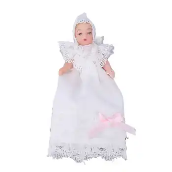 Mini Keramikos Baby Doll 1/12 Kilnojamojo Bendable Miniatiūriniai Baby Doll Modelio Suknelė Lėlių Priedai