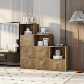 Modernus dizainas, Lengva surinkti Rotango spintelę,rotango švediškas stalas,3 durų spintą,gyvenamasis kambarys,miegamasis grindų kabinetas,ruda