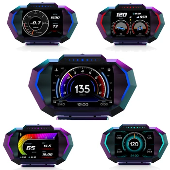 NAUJAS Multi-funkcija Visiškai LCD Priemonė OBD+GPS Dual Sistemos, Automobilis OBD2 GPS HUD Galvos Iki Išmaniųjų Skaitmeninis Spidometras su Testeriu Signalizacijos