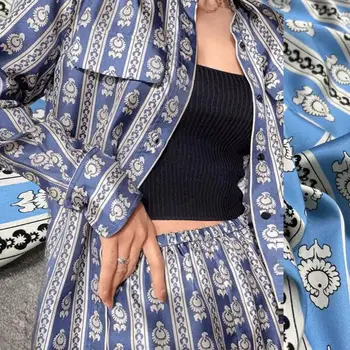 Naujas Spausdinti Ruožas Ruoželinio Mulberry Šilko Audinys Prekės ženklo Mados Dizaino Mėlyna Dryžuotas Marškinėliai Suknelė Drabužių Siuvimo Medžiagos