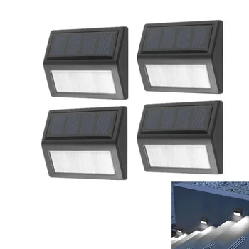 Naujos Lauko Nerūdijančio Plieno LED Saulės Kelias Laiptų Šviesos Vandeniui 6 LED Saulės Denio Apšvietimas Balkonas, Sodas, Kiemas, Tvora, Saulės Šviesos