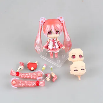 Nendroid Anime Pav Hatsune Miku Sakura Hatsune Mielas Pakeisti Veido 10cm Modeliai Lėlės Pvc figūrėlių, Dovanos, Žaislai