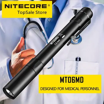 NITECORE MT06MD AAA Baterijos LED Vandeniui Žibintuvėlis Mini Įkrovimo Mažas Žibintuvėlis Žibintų Nešiojamų Medicinos Penlight