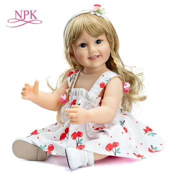 NPK 55cm ilgio plaukų originalus autentiškas skirtos minkštos visi silikono kūno reborn baby girl rankų darbo lėlės