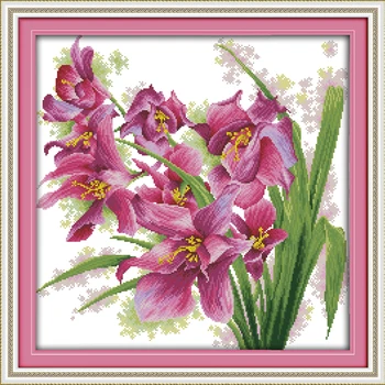 Orchidėja (9) gėlių kryželiu rinkinys 