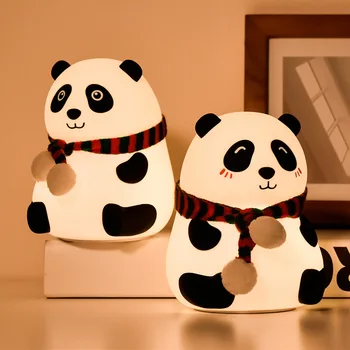 Panda Naktį Šviesos Diodų (Led) Vaikai Naktį Žibintai Spalvinga Silikono Paglostyti Naktį Lempos Palieskite Jutiklio Stalo Lempa Lovos Dekoro Panda Lempos