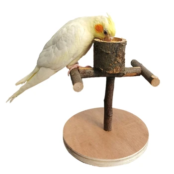 Papūga, Ešeriai, Natūralaus Medžio Stovėti Medinė Maisto Taurės Mokymo Kramtyti Žaislas Leteną Viliojimo už Cockatiels Conures Lovebirds