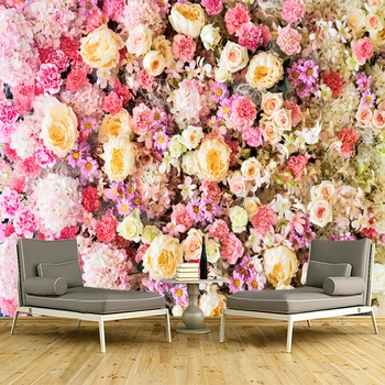 Pasirinktinius Nuotraukų Freskos 3D Gėlių Tapetai Rausvos Rožės Fotografijos Meno Gyvenimo Kambario, Miegamasis, Sofa-Fonas Apdaila, tapetų