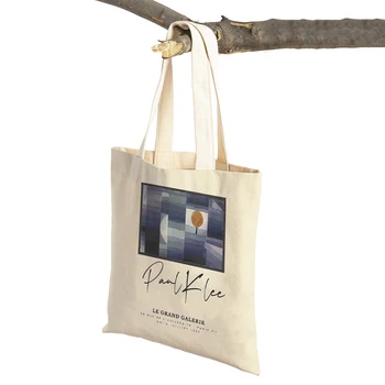 Paul Klee Kaukė Modernus Minimalistinio Galerija Pirkinių Krepšys Dvigubas Spausdinti Ekologinio Atsitiktinis Šiaurės Shopper Bags Lady Canvas Tote Moterų Rankinės