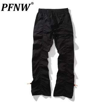 PFNW Amerikos Gatvės Darkwear Mados Plisuotos Micro Ragų Atsitiktinis Kelnės Vyrams Nauja Banga Streetwear Prašmatnus Punk Kelnės 12Z4316