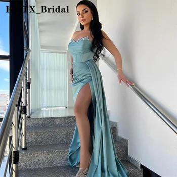 Plus Size Oficialų Undinė Prom Dresses Kristalų Pusės Split Ilgos Nakties Vakarinę Suknelę Saudo Arabija Šalies Prom Chalatai Pasirinktinis Dydis 2023