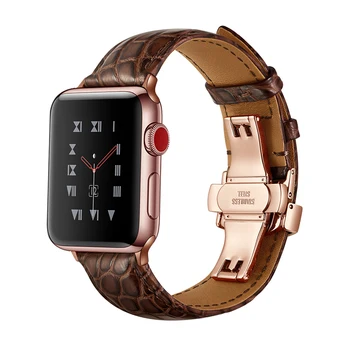 Prancūzija aligatorius odos dirželis Apple watch band 42mm 38mm 44mm 40mm apple žiūrėti 6 5 4 3 2 iwatch apyrankę Fhx-45P
