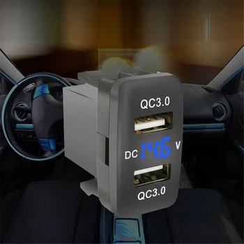 QC3.0 Dual USB KS Automobilinio Įkroviklio Lizdas 36W 12-24V Voltmeter LED Automobilio Įtampos Ekranas Maitinimo Adapteris, Skirtas 