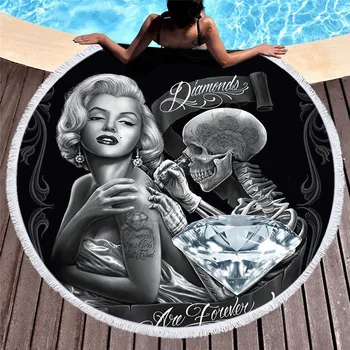 Rankšluosčių Paplūdimyje Rankšluosčių Skara Greitai Džiūstantis Plaukimo sporto Salė, Kempingas Didelis Apvalus Paplūdimio Rankšluostį Marilyn Monroe 3D Atspausdintas Paplūdimio Rankšluostį