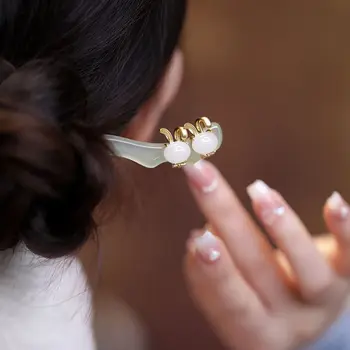 Retro Triušio galvos apdangalas Perlų Pakabukas Plaukų Stick Paprastas Kinų Stiliaus Hanfu Mediniai Staigius Moterų Mergina, Plaukų Aksesuarai