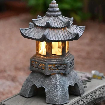 Retro Šviesos Sodo Puošmena Bokštas Statula, Akmuo Pagoda Žibintų Saulės Lempos IP55 Vandeniui Saulės LED Šviesos Sodo Skulptūros