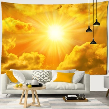 Saulė Debesis Gamtos Peizažai Gobelenas Golden Sun Sienos Kabo Danguje Kraštovaizdžio Gobelenai Miegamojo Kambarį Bendrabučio Sienos Medžiaga