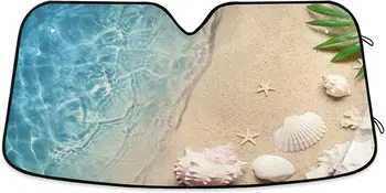 Saulė Pavėsyje, kad Automobilio priekinio Stiklo Žvaigždė Vasaros Paplūdimio Smėlio Banga, Sulankstomas Saulės Skydas nuo Saulės Karščio ir UV spindulių Automobilių Interjeras