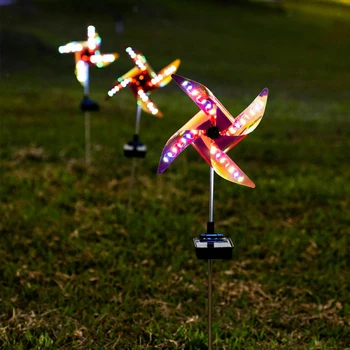 Saulės Kraštovaizdžio Žibintai, Saulės vėjo malūnas LED Žibintai su 4 Spalvų šviesos Pagrindo-Dangos vėjo malūnas Saulės Sodas, Lauko Žibintai
