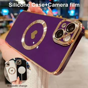 Silikoninis Kameros stiklo plėvelė Atveju iPhone 14 13 12 11 Pro Max Telefono dėklas atsparus smūgiams Padengti coque 