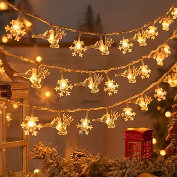 Snaigės LED Styginių Šviesos Linksmų Kalėdų Dekoracijos Namų 2023 Cristmas Ornamentu Navidad Noel Kalėdų Dovanos naujieji Metai 2024