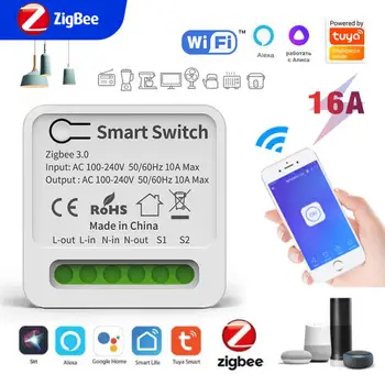 Tuya Zigbee16A MINI Smart Switch Hub Vartai Zigbee Multifuncional Alexa 