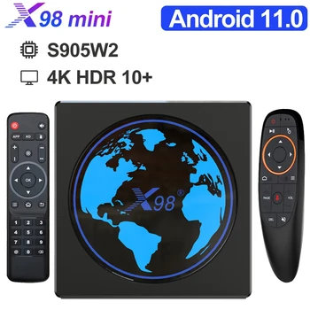 TV Box X98 Mini Android 11 Amlogic S905W2 4GB 32GB 64GB H. 265 AV1 4K HD 2.4&5G Dual Wifi Smart Media Player 