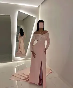 Undinė Vakaro Suknelės ilgomis Rankovėmis Karoliukai Overskirt Dubajus Moterys Šalis Chalatai Oficialų Prom Dresses Chalatas de soiree