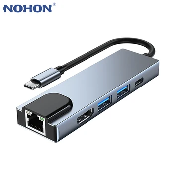 USB C HUB USB į RJ45 Multi HDMI-USB 3.0 PD 100W greito įkrovimo OTG Adapteris, USB Skirstytuvo 