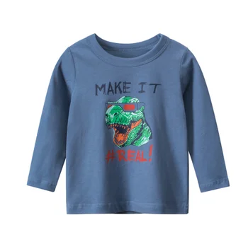 Vaikai Dinozaurą T-shirts 1-7 Metų amžiaus Berniukai Animacinių filmų Dinozaurų Print Long Sleeve T-shirts Pavasarį Rudenį, Vaikų Drabužiai