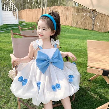 Vaikų baby 0-4 birthday party dress vaikų princesė dress išgalvotas mergaitę diržas, lankas, suknelė bridesmaid suknelę saulės sijonas