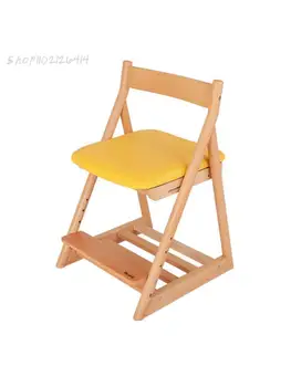 Vaikų studijų kėdė iš medžio masyvo sėdynės kūdikių namų valgomojo kėdė gali pakelti multi-funkcija rašyti kėdė