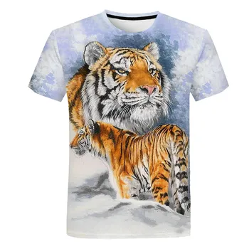 Vasaros Mados Vaikų Gyvūnų Cool T-shirt 2023 berniukų marškinėliai berniukams, drabužiai, spausdinimo Tigras t shirts vaikai Gyvūnų drabužius 1-14 metų