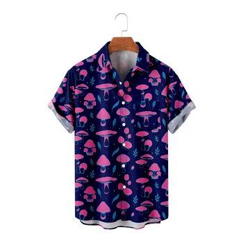 Vasaros trumpomis Rankovėmis Palaidinė Paplūdimys Marškinėliai Vyrų Mados Havajų Grybų Spausdinti Marškinėliai Streetwear