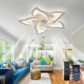 Ventiliatorius su Šviesos LED Ventiliatorius Lempos Gėlių Formos Miegamojo Lubų Lempa Nuotolinio Valdymo Pritemdomi Namų ventilador de teto