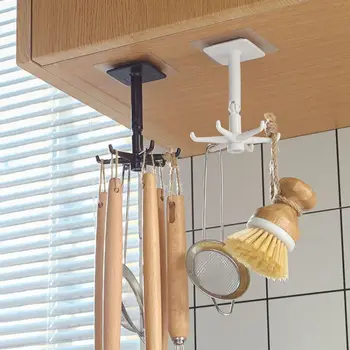 Virtuvės Kablys-Universalių Kabliukų, 360 Laipsnių Sukama Pasukti Stovo Dėl Organizatorius Ir Saugojimo Šaukštas Pakaba Virtuvės Dalykėlių