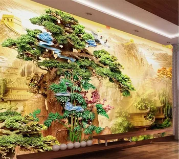 wellyu papel de parede Pritaikyti didelių sienos dailininko 3D boutique woodcarving džiaugiasi Daina Palace Kinų stiliaus sienos